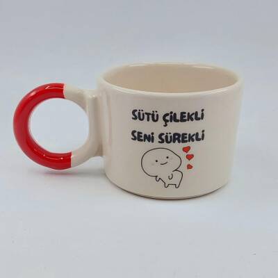 SÜTÜ ÇİLEKLİ SENİ SÜREKLİ - DÜĞÜM KUPA - KIRMIZI SAP - 1