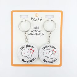 SÜTÜ ÇİLEKLİ SENİ SÜREKLİ-İKİLİ AÇACAK ANAHTARLIK - TEKLİ - 