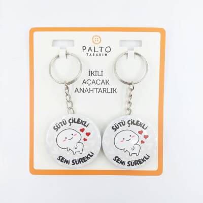 SÜTÜ ÇİLEKLİ SENİ SÜREKLİ-İKİLİ AÇACAK ANAHTARLIK - TEKLİ - 1