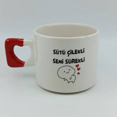 SÜTÜ ÇİLEKLİ SENİ SÜREKLİ-KALP KUPA - KIRMIZI SAP - 1