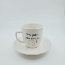 SÜTÜ ÇİLEKLİ SENİ SÜREKLİ-KLASİK TÜRK KAHVESİ FİNCANI - TRANSPARAN - 