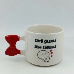 SÜTÜ ÇİLEKLİ SENİ SÜREKLİ-KURDELE KUPA - KIRMIZI SAP - 