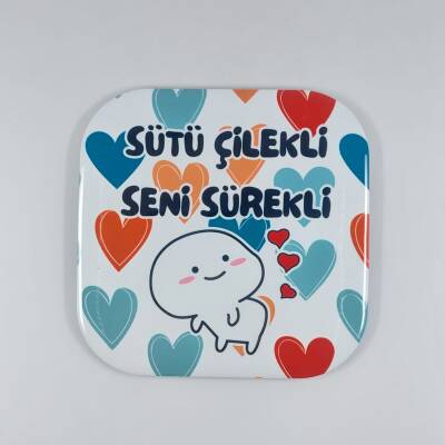 SÜTÜ ÇİLEKLİ SENİ SÜREKLİ-PARLAK BARDAK ALTLIĞI - TEKLİ - 1