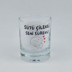 SÜTÜ ÇİLEKLİ SENİ SÜREKLİ-SHOT BARDAĞI - ŞEFFAF - 