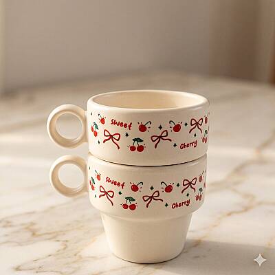 SWEET CHERRY-İKİLİ ESPRESSO BARDAĞI - TRANSPARAN - 1