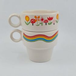 T1 RENKLİ SARMAL & ÇİÇEK MANTAR-İKİLİ ESPRESSO BARDAĞI - TRANSPARAN - 