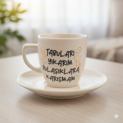 TABULARI YIKARIM-KLASİK TÜRK KAHVESİ FİNCANI - TRANSPARAN GÖVDE - 