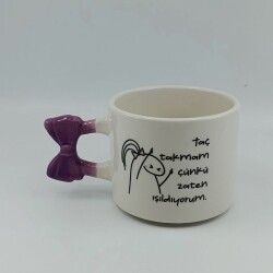 TAÇ TAKMAM ÇÜNKÜ-KURDELE KUPA - MOR SAP - 