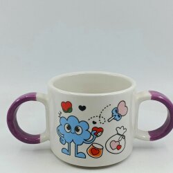 TATLI BULUT & KALPLİ KİRAZ-ÇOCUK KUPA - MOR SAP - 