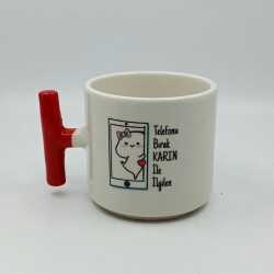 TELEFONU BIRAK KARINLA İLGİLEN-T KUPA - KIRMIZI SAP - 