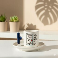 TELEFONU BIRAK KARINLA İLGİLEN-T TÜRK KAHVESİ FİNCANI - KOBALT SAP - 