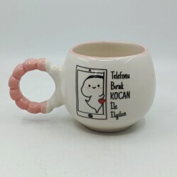 TELEFONU BIRAK KOCANLA İLGİLEN-PUF KUPA - PEMBE SAP PEMBE TURNET - 