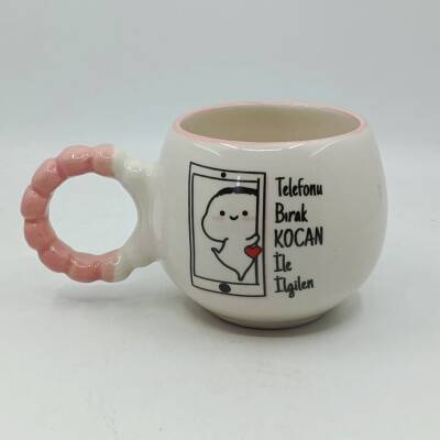 TELEFONU BIRAK KOCANLA İLGİLEN-PUF KUPA - PEMBE SAP PEMBE TURNET - 1