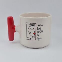 TELEFONU BIRAK KOCANLA İLGİLEN-T KUPA - KIRMIZI SAP - 