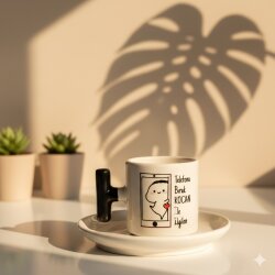 TELEFONU BIRAK KOCANLA İLGİLEN-T TÜRK KAHVESİ FİNCANI - SİYAH SAP - 