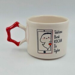 TELEFONU BIRAK KOCANLA İLGİLEN-YILDIZ KUPA - KIRMIZI SAP - 