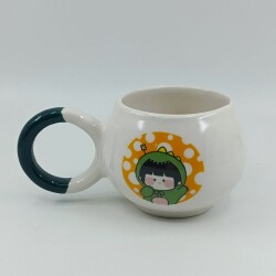 TURUNCU BENEKLİ KIZ ÇOCUĞU-BALONCUK KUPA - YEŞİL SAP - 