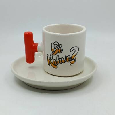 TURUNCU Bİ KAHVE?-T TÜRK KAHVESİ FİNCANI - TURUNCU SAP - 1