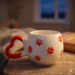 TURUNCU ÇİÇEKLER - 3D-AMOUR KUPA - 3D - 