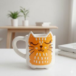 TURUNCU KEDİ-KEDİ KUPA - TRANSPARAN SAP - 2