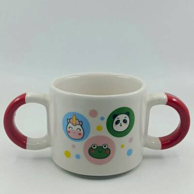 UNICORN PANDA KURBAĞA-ÇOCUK KUPA - KIRMIZI SAP - 1