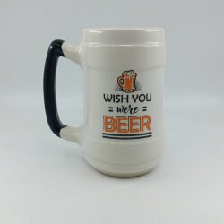 WİSH YOU WERE BEER-SERAMİK BİRA BARDAĞI - SİYAH SAP - 