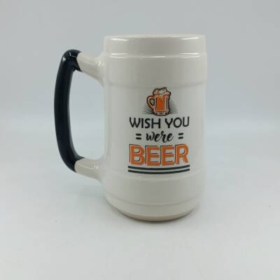WİSH YOU WERE BEER-SERAMİK BİRA BARDAĞI - SİYAH SAP - 1