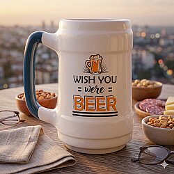 WİSH YOU WERE BEER-SERAMİK BİRA BARDAĞI - YEŞİL SAP - 