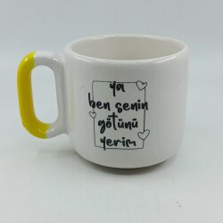 YA BEN SENİN GÖTÜNÜ YERİM-ARYA ÇAY FİNCANI - SARI SAP - 