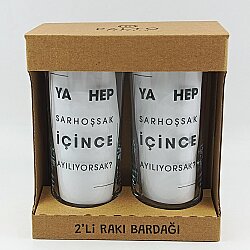 YA HEP SARHOSSAK-İKİLİ RAKI BARDAĞI - ŞEFFAF - 