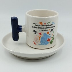 YALNIZ DEMEYELİM DE-T TÜRK KAHVESİ FİNCANI - KOBALT SAP - 