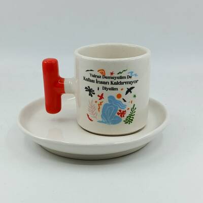 YALNIZ DEMEYELİM DE-T TÜRK KAHVESİ FİNCANI - TURUNCU SAP - 1