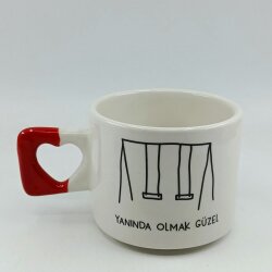 YANINDA OLMAK GÜZEL-KALP KUPA - KIRMIZI SAP - 
