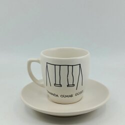 YANINDA OLMAK GÜZEL-KLASİK TÜRK KAHVESİ FİNCANI - TRANSPARAN GÖVDE - 