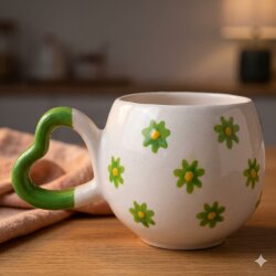 YEŞİL ÇİÇEKLER - 3D-AMOUR KUPA - 3D - 