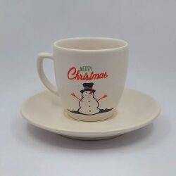 YEŞİL FON KARDANADAM MUTLU YILLAR-KLASİK TÜRK KAHVESİ FİNCANI - TRANSPARAN GÖVDE - 