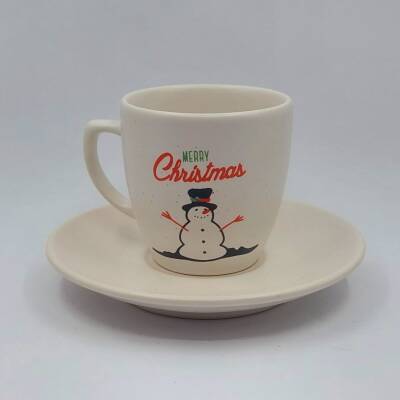 YEŞİL FON KARDANADAM MUTLU YILLAR-KLASİK TÜRK KAHVESİ FİNCANI - TRANSPARAN GÖVDE - 1