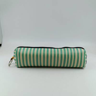 YEŞİL KREM ÇİZGİLİ-DERİ KALEM KUTU - TEKLİ - 1
