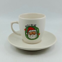 YEŞİL NOEL BABA-KLASİK TÜRK KAHVESİ FİNCANI - TRANSPARAN GÖVDE - 