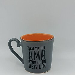 YIKILMADIM AMA AYAKTA DA-KAMPANYALI KUPA - GRİ SAP GRİ GÖVDE TURUNCU İÇ KUPA - 