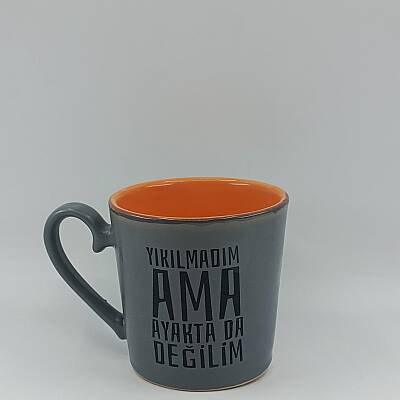 YIKILMADIM AMA AYAKTA DA-KAMPANYALI KUPA - GRİ SAP GRİ GÖVDE TURUNCU İÇ KUPA - 1