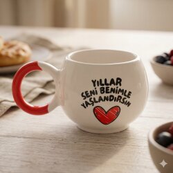 YILLAR SENİ BENİMLE YAŞLAN - BALONCUK KUPA - KIRMIZI SAP - 