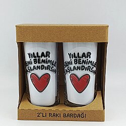 YILLAR SENİ BENİMLE YAŞLAN-İKİLİ RAKI BARDAĞI - ŞEFFAF - 