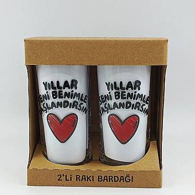 YILLAR SENİ BENİMLE YAŞLAN-İKİLİ RAKI BARDAĞI - ŞEFFAF - 1