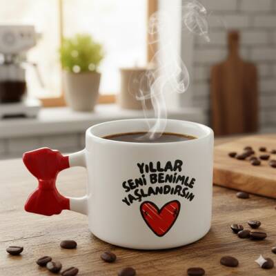 YILLAR SENİ BENİMLE YAŞLAN-KURDELE KUPA - KIRMIZI SAP - 1