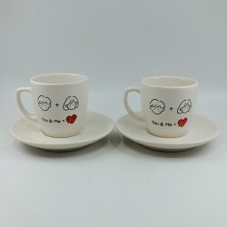 YOU & ME -İKİLİ TÜRK KAHVESİ FİNCANI - TRANSPARAN - 