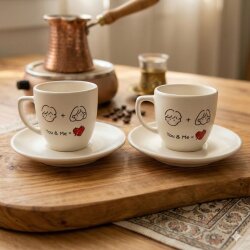 YOU & ME -İKİLİ TÜRK KAHVESİ FİNCANI - TRANSPARAN - 