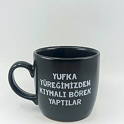 YUFKA YÜREĞİMİZDEN KIYMALI-KAMPANYALI KUPA - BODUR SİYAH - 