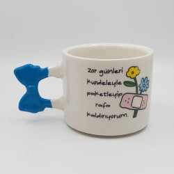 ZOR GÜNLERİ KURDELEYLE PAKETLEYİP-KURDELE KUPA - MAVİ SAP - 