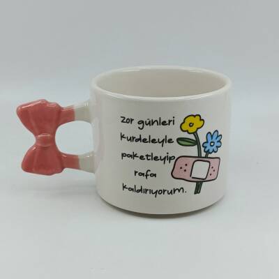 ZOR GÜNLERİ KURDELEYLE PAKETLEYİP-KURDELE KUPA - PEMBE SAP - 1